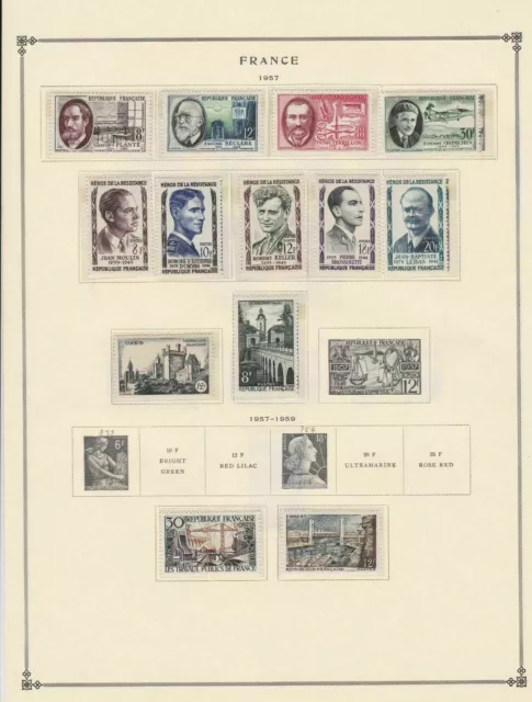 france 1957 stamps page mounted mint & used ref 17500