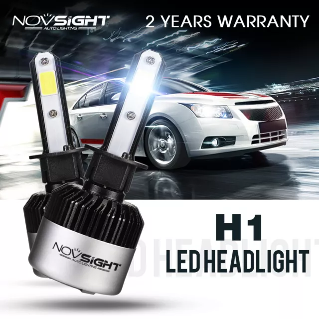 NOVSIGHT 2x H1 COB LED Headlight Conversion Kit Bulbs 72W 9000LM 6500K White UK