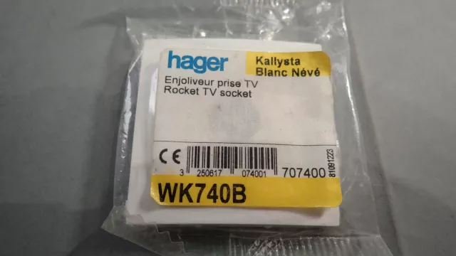 Hager WK740B KALLYSTA - Doigt Enjoliveur Prise TV Prise television Touche BLANC