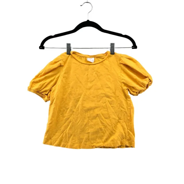Zara Kids Girls Size 9 (134 cm) Puff Short Sleeve Yellow T-Shirt Cotton