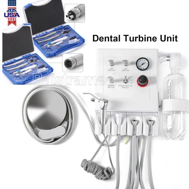 Portable Dental Turbine Unit Weak Suction Work +Air Compressor/Handpiece 2/4Hole