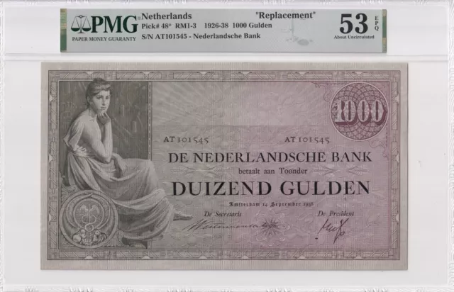 Netherlands 1000 Gulden 1938 PMG 53 EPQ