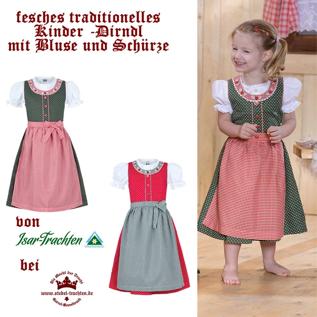 festoso dirndl tradizionale per bambini con camicetta e grembiule di costumi tradizionali Isar