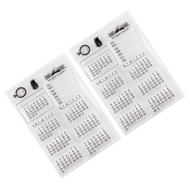 2 Sets Klar Haften Nummer Handbuch Kalender Stempel Kalenderstempel Karte