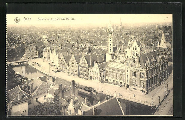 CPA Ghent, general view of the Quai aux Herbes