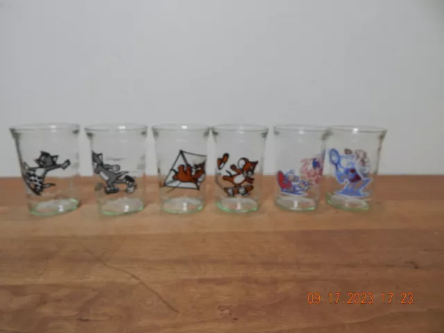 Welch's 1990 Jelly Jars Tom & Jerry Lot of 6 Rare Juice Glass