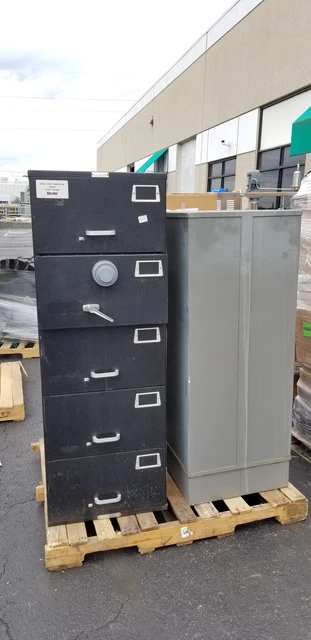 Lot of 2 Mosler High Security GSA File Cabinet Safes 5 & 4 Drawers w/ Combo Lock