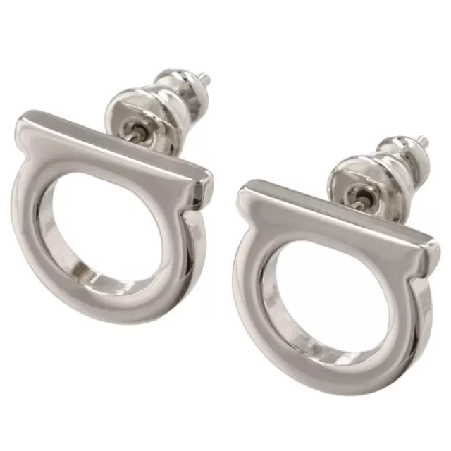 Salvatore Ferragamo Gancini Stud Earrings (L) 12mm 760119 0039 PALLADIO