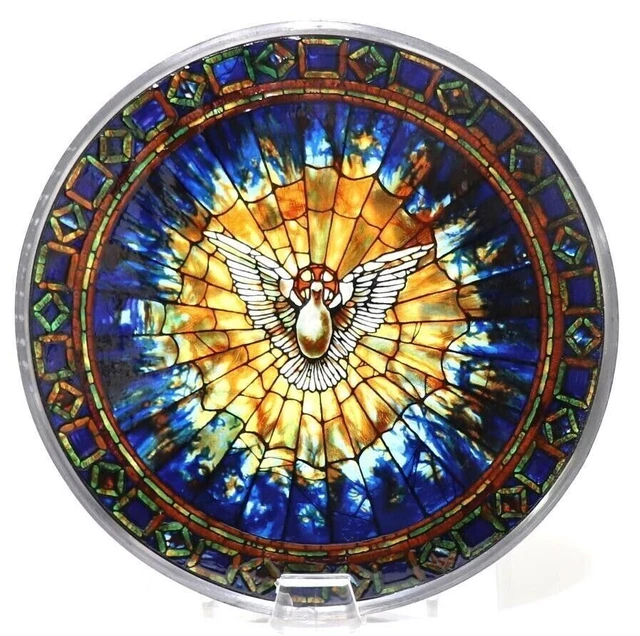 Vintage Glassmasters “Tiffany’s Holy Spirit” Stained Glass Roundel Suncatcher