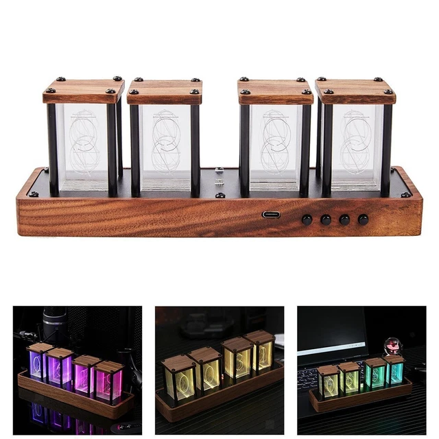 Orologio a Tubo Luminoso RGB, Orologio a Tubo Nixie con Display IPS da 1,14 Pollici, Supporta Formati 12/24 Ore/Caricamento Immagini Fai da Te e modalità confessione, Stile tecnologico Accattivante