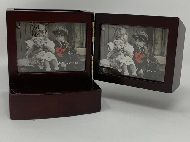 Executive Wooden Box Pencil  Pen 2 Picture Frames Desk Organizer Gift Idea
