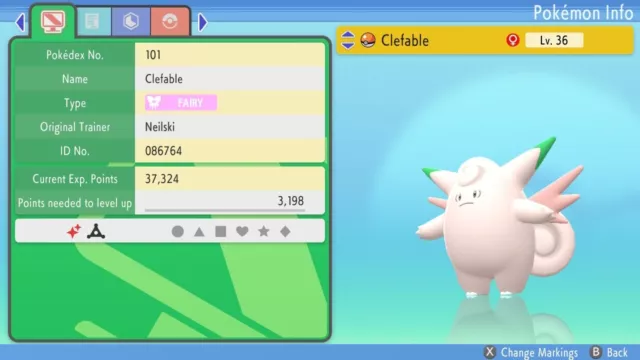 Shiny Clefable / Pokemon Let's Go / 6IV Pokemon / Shiny Pokemon