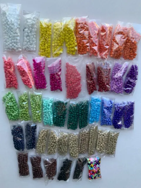 Glass Seed Beads 6/0, 430 grams, Bulk Lot 46 Mixed Solid Colors NEW