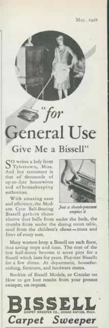 1928 Bissell Carpet Sweeper Tylertown MS Cyco Ball Bearing Vintage Print Ad PR4