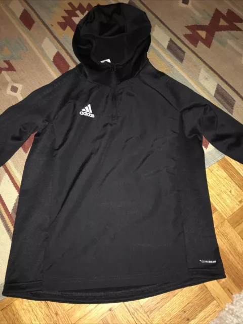 Youth Adidas Hooded Jacket Climawarm Size Small Black