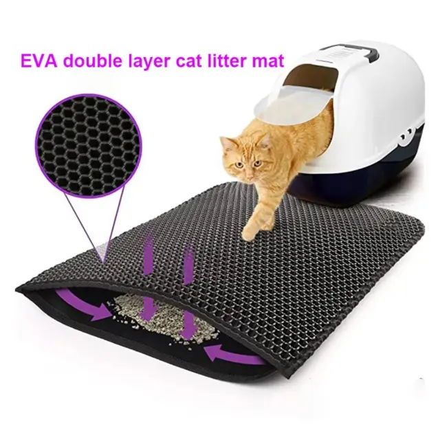Cat Litter Mat: Double Layer, Waterproof, Easy to Clean, Non-Slip Toilet Pad