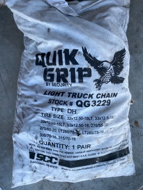 SCC Quik Grip Light Truck Chain QG3229 Tire Chains Pair NEW