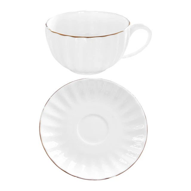 Taza de té de la tarde juego de cubiertos de café taza de té cerámica blanca