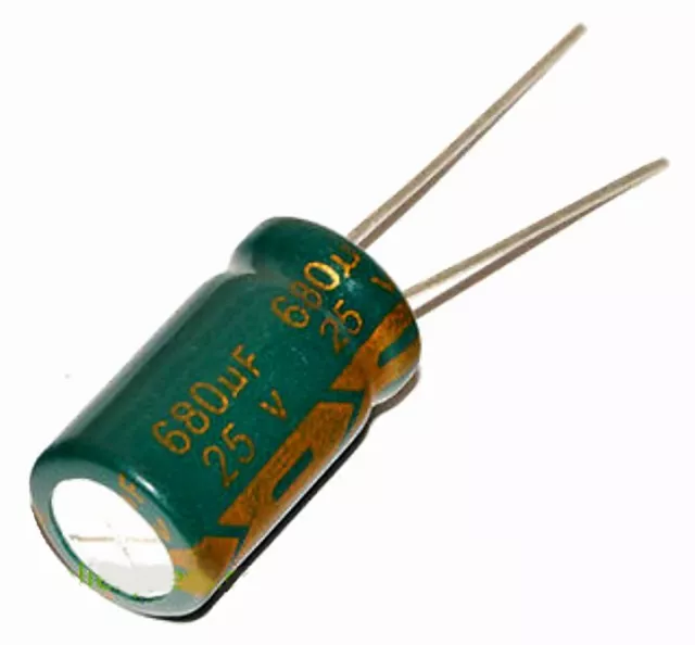 Condensateur électrolytique 25V 680 uF Aluminium Electrolytic Capacitor 16x8mm