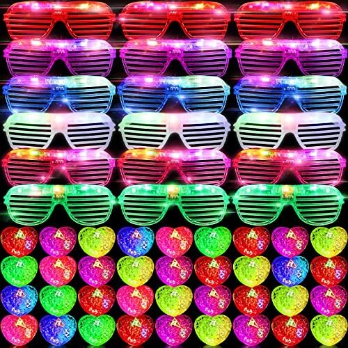 72 Pcs LED Light up Toy Party Favors 36 Pcs Neon Color Light up Glasses