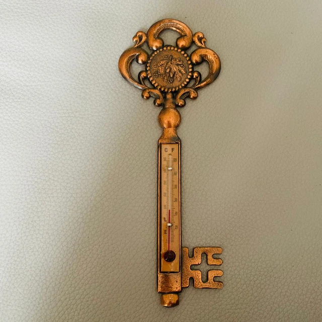 VINTAGE RETRO 1970S Fancy Key Shaped Thermometer, Solid Copper, Wall ...
