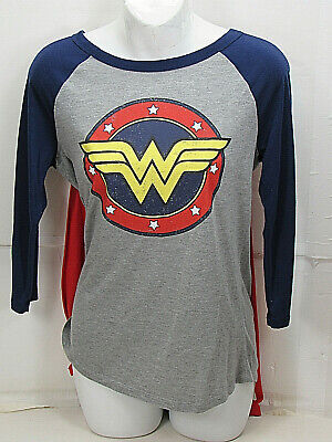 Wonder Woman M [ 32in Bust 25L ] Baseball T-shirt with Cape Jerry Leigh