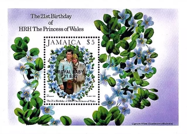 Jamaïque 1982 Royal Bébé S/S MNH Princesse Diana, Fleurs