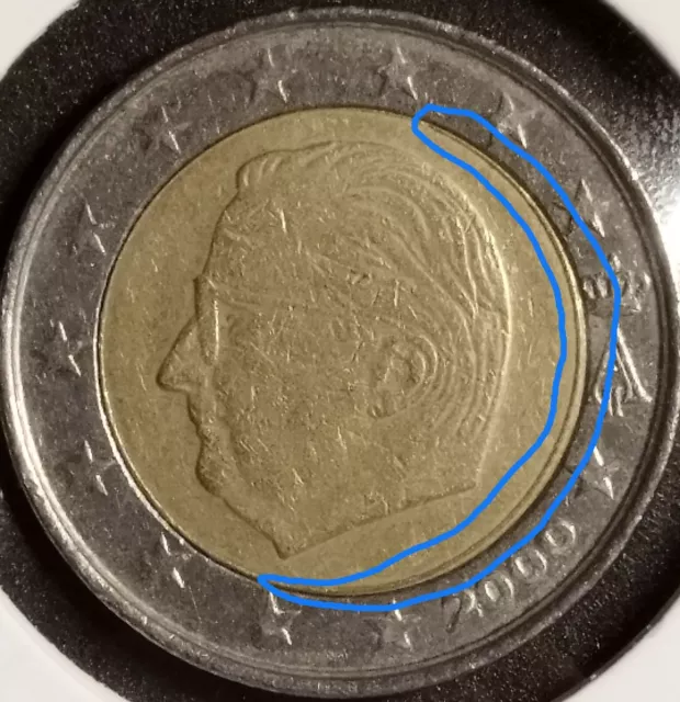 Moneda Unión Europea de 2 Euros Bélgica Año 2000. fallos de impresión