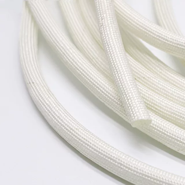 1-30mm White Braided Fiberglass Sleeve 600 Deg.C High Temperature Cable Sleeving