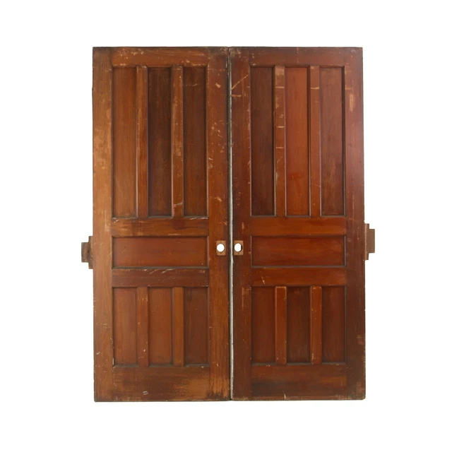 Antique 7 Pane Pine Pocket Double Doors 83.875 x 64