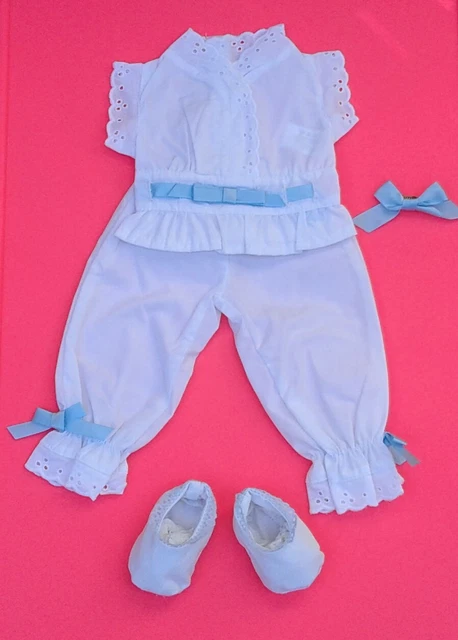American Girl REBECCA SLEEVELESS WHITE COTTON PAJAMAS BOW SLIPPERS REPRODUCTION
