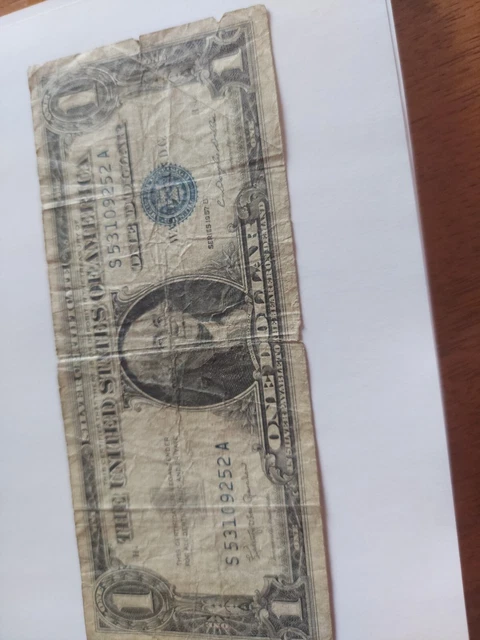 1957 B Series One Dollar Bill US Currency Paper Money SILVER CERTIFICATE Note