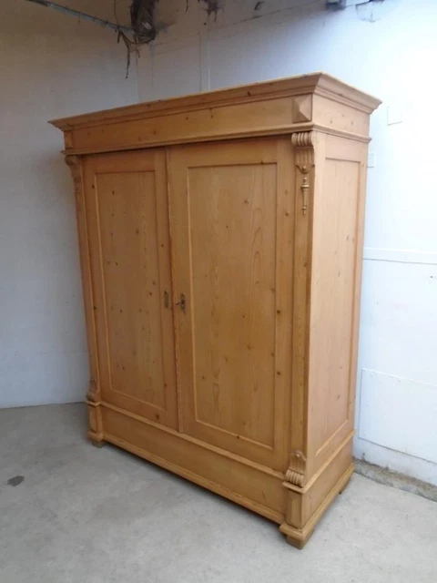 A Fabulous Late Victorian Antique / Old Pine Ladies Large Knockdown Wardrobe