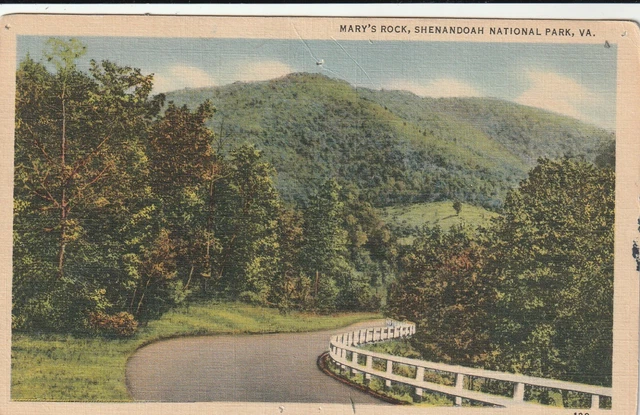 Mary's rock Shenandoah national Park, VA, near Luray, not posted linen  postcard