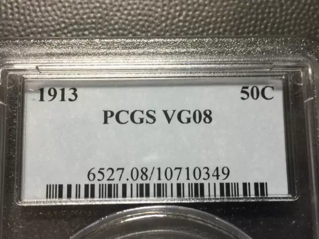 PCGS VG-8 1913-p  Barber Half Dollar   LY part IT shows  Low Mintage of 188K #2