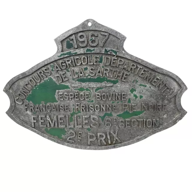 1967 French Award Plaque BOVINE CATTLE BREED CONTEST Sarthe FRISONNE PIE NOIRE