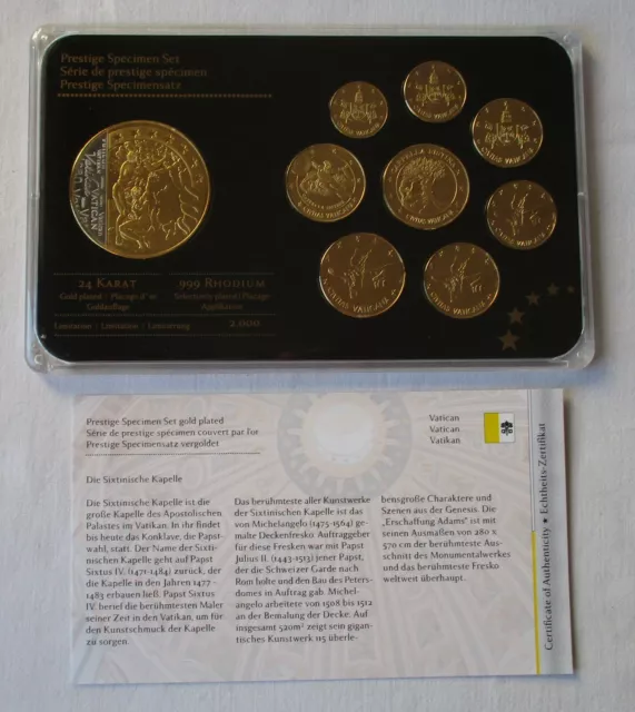 KMS Kursmünzensatz Proben Vatikan Specimen Set 24 Kt Goldauflage Rhodium /141116