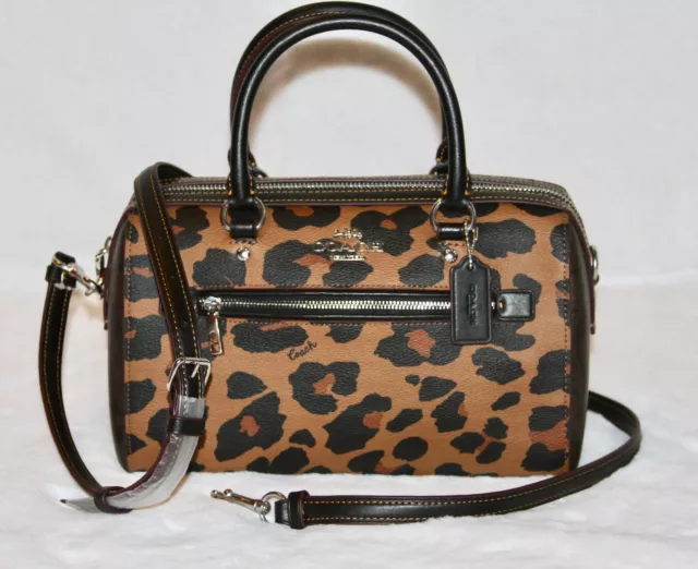 COACH Rowan Satchel Leopard Cheetah Print Satchel Crossbody Bag Purse Handbag