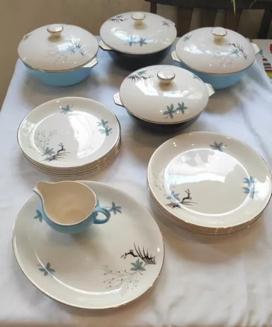 Alfred Meakin Blue Stags Part Dinner Service, 1950'S - Christmas