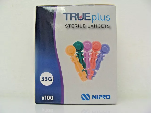 True Plus Lancets 33G Box of 100 for True Result/True You **BRAND NEW & SEALED**