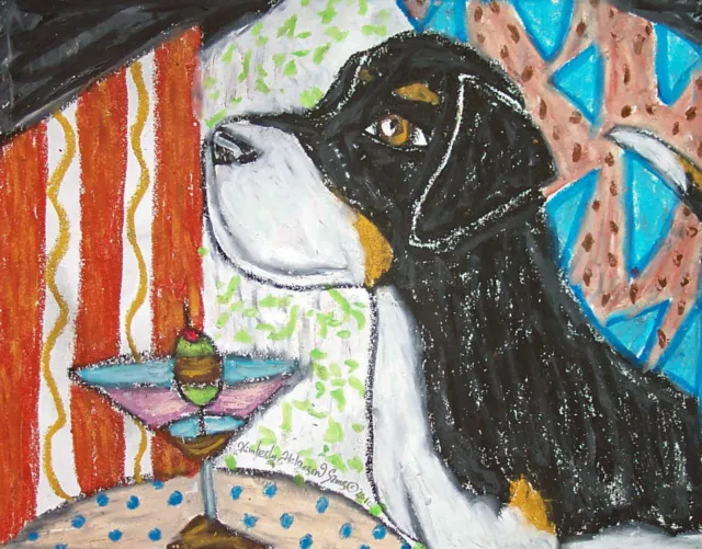 GREATER SWISS MOUNTAIN DOG Drinking a Martini Collectible 8x10 Dog Art Print