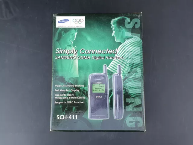 Vintage SAMSUNG SCH-411 CDMA Digital Handset Mobile Phone - Olympic Partners Box