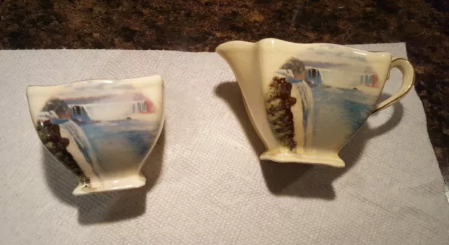 Vintage Royal Winton Grimwades Niagara Falls Creamer & Sugar Bowl Prospect Point