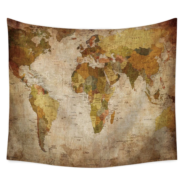 Arazzo Mappa Del Mondo 180x160 Cm - Stile Vintage, Per Camera, Scuola O Dormitorio - Foto 8