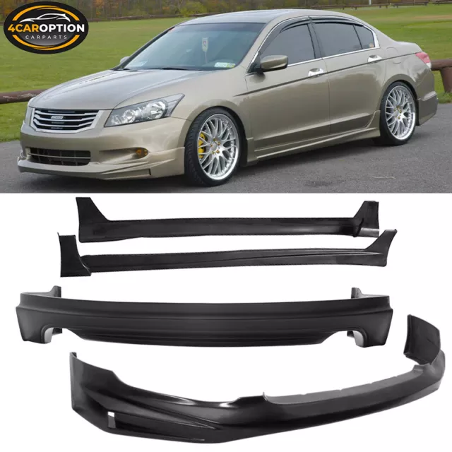 Fits 08-10 Honda Accord Mugen PU Front Rear Bumper Lip Spoiler Side Skirts