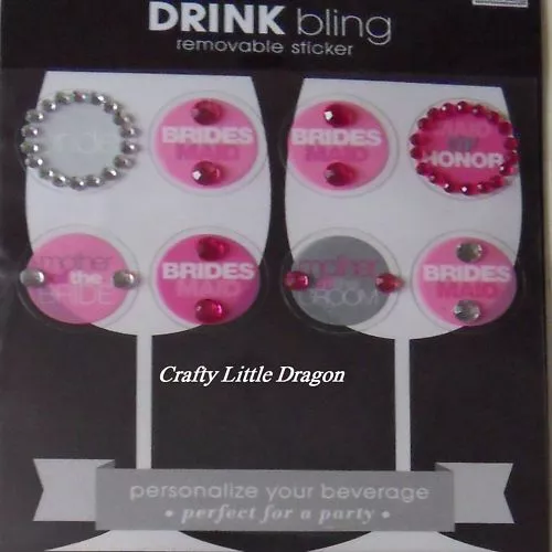 Drink Bling ~ 8 Removable Stickers with Diamante Gems