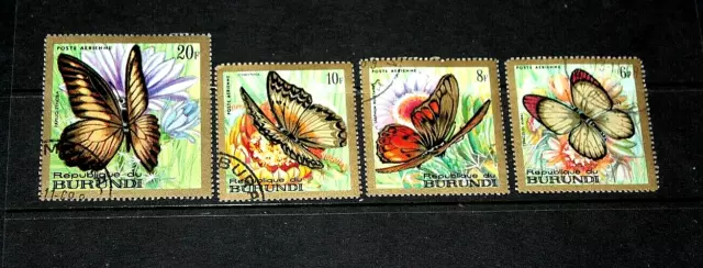 Burundi 1968  Butterlies Lot Of 4 Fine Cto Cond