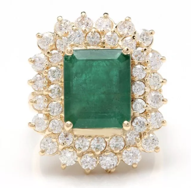 Certified 1.80ct Natural Round Diamond Emerald 14k Yellow Gold Mix Ring