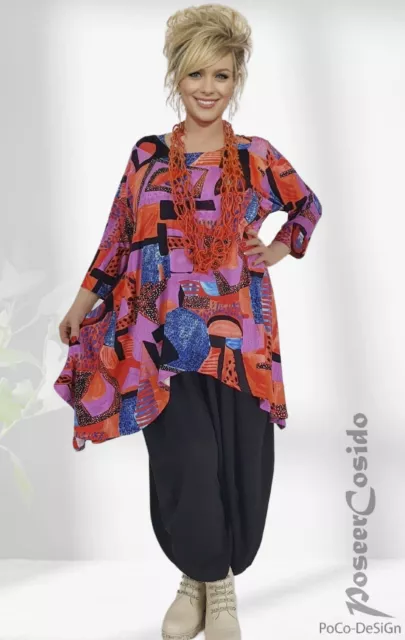 LAGENLOOK Tunika Long-Shirt coralle bunt L-XL-XXL-XXXL 44 46 48 50 52 54 56 58