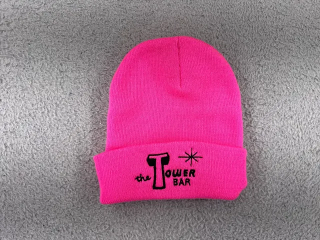 The Tower Bar Beanie Toque Adult One Size Pink Knit 100% Acrylic Ski Snowboard